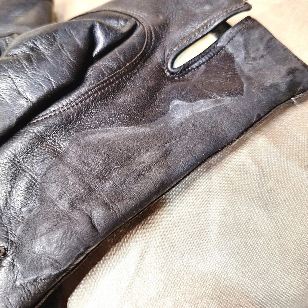 Warm Women's Black Leather Gloves with faux fur lining size 6-1/2 Made in Italy‎